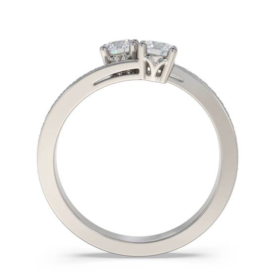 Two Stone Round Diamond Shoulder Set Ring