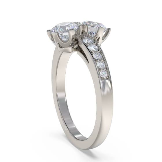 Two Stone Round Diamond Shoulder Set Ring