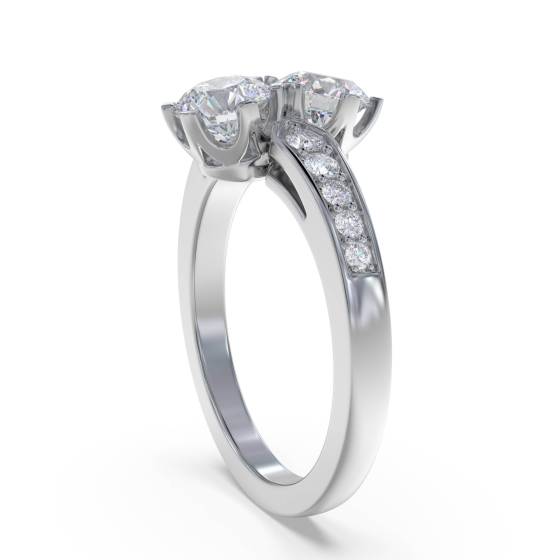 Two Stone Round Diamond Shoulder Set Ring