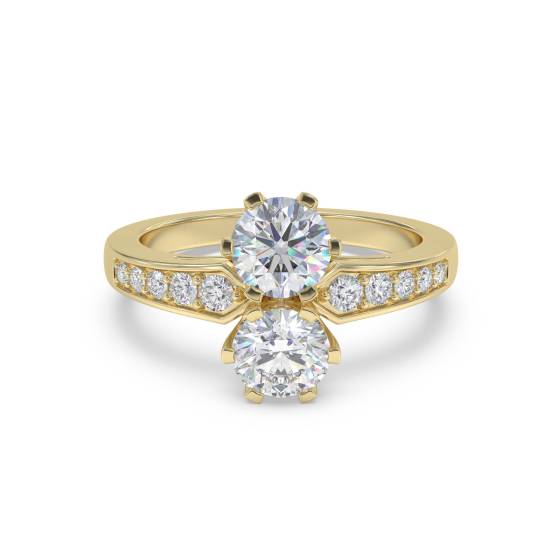 Two Stone Round Diamond Shoulder Set Ring