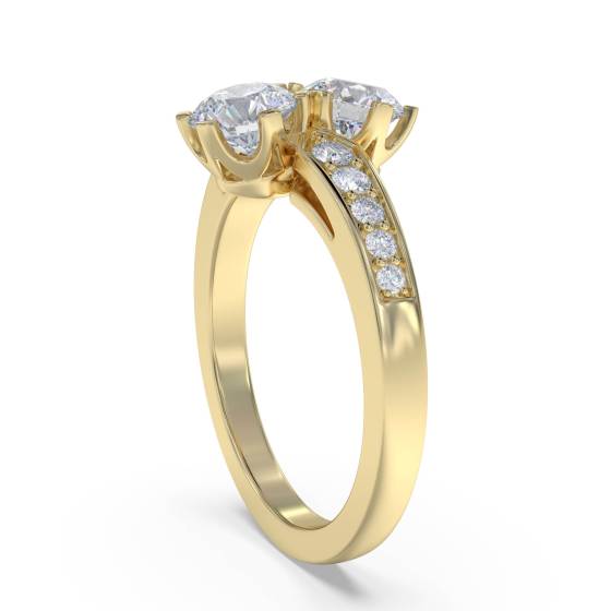 Two Stone Round Diamond Shoulder Set Ring