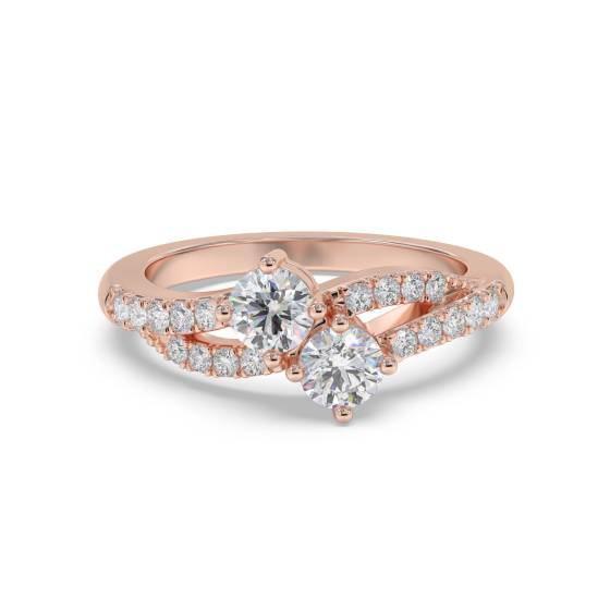 Two Stone Round Diamond Shoulder Set Ring