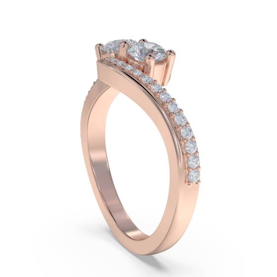 Two Stone Round Diamond Shoulder Set Ring