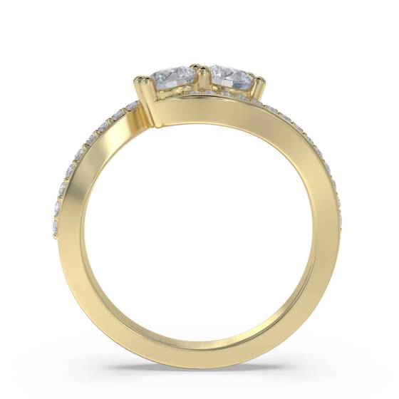 Two Stone Round Diamond Shoulder Set Ring