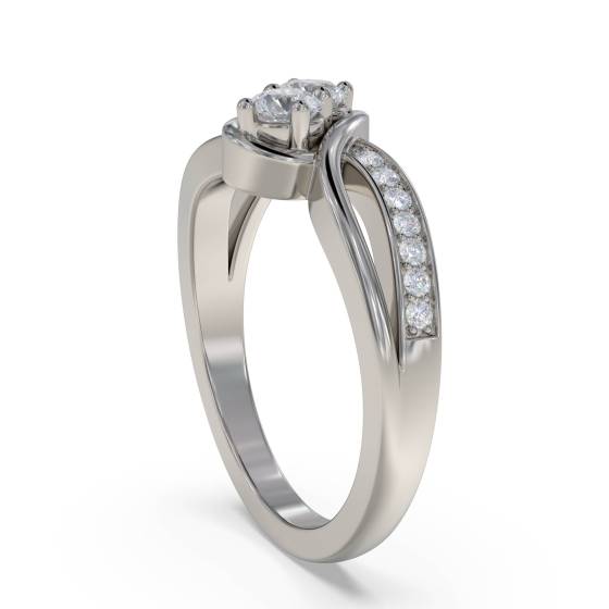 Two Stone Round Diamond Shoulder Set Ring