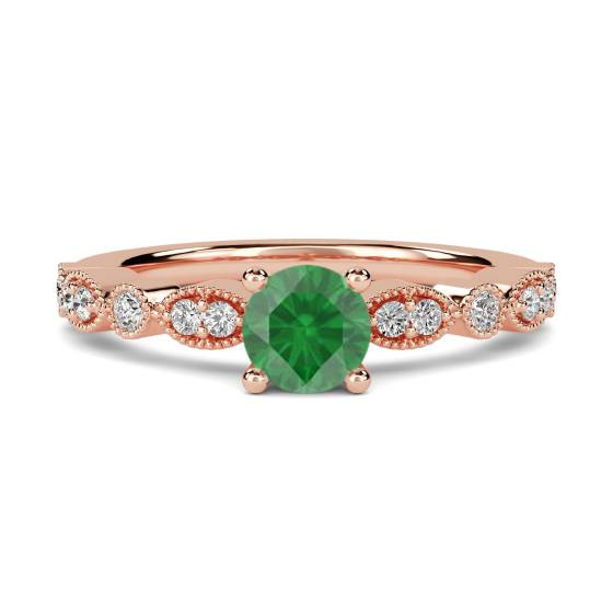 Round Emerald and Diamond Ring