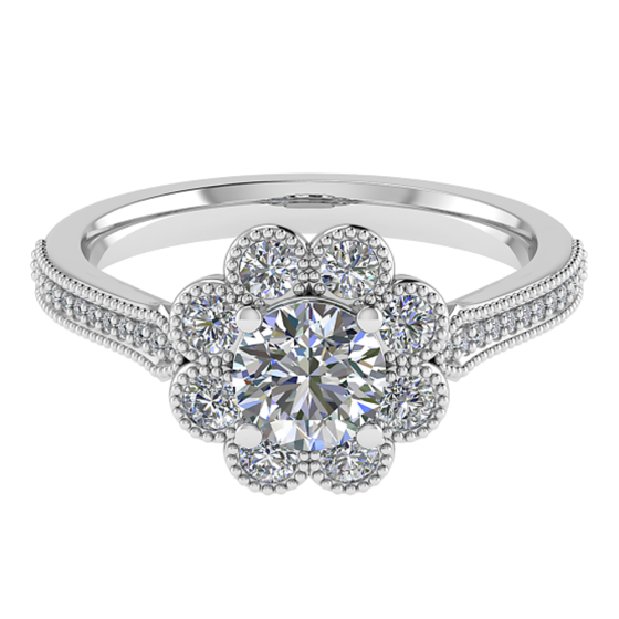 1.20ct SI2/E Round Natural Diamond Halo Ring
