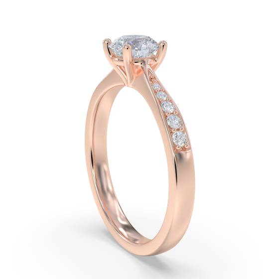 Round Shoulder Set Diamond Engagement Ring