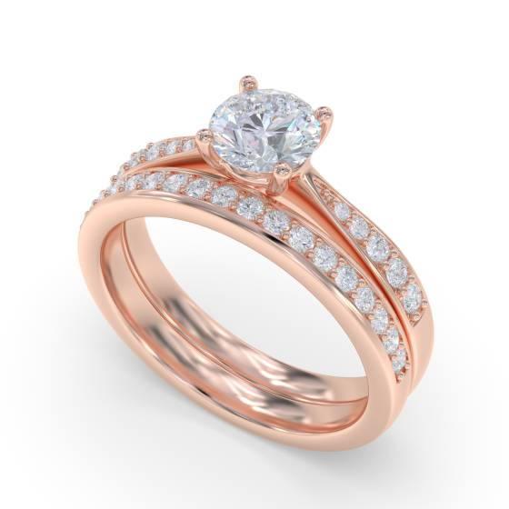 Round Shoulder Set Diamond Engagement Ring