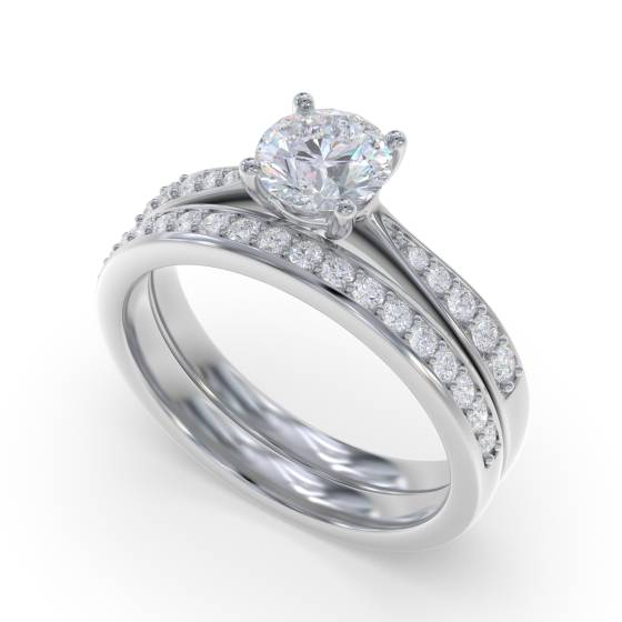 Round Shoulder Set Diamond Engagement Ring