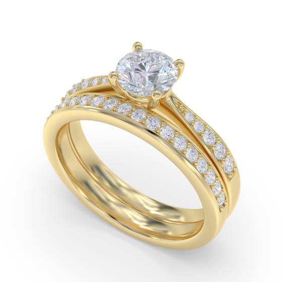 Round Shoulder Set Diamond Engagement Ring