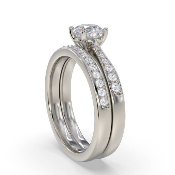 Round Diamond Shoulder Set Bridal Set