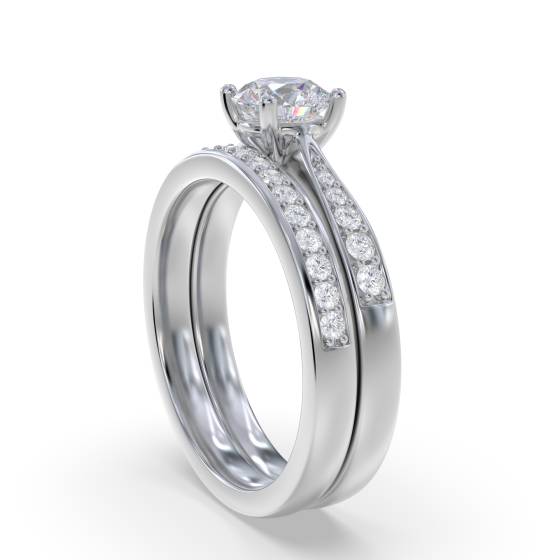 Round Diamond Shoulder Set Bridal Set