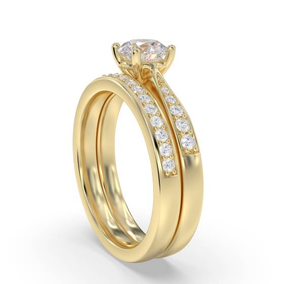 Round Diamond Shoulder Set Bridal Set