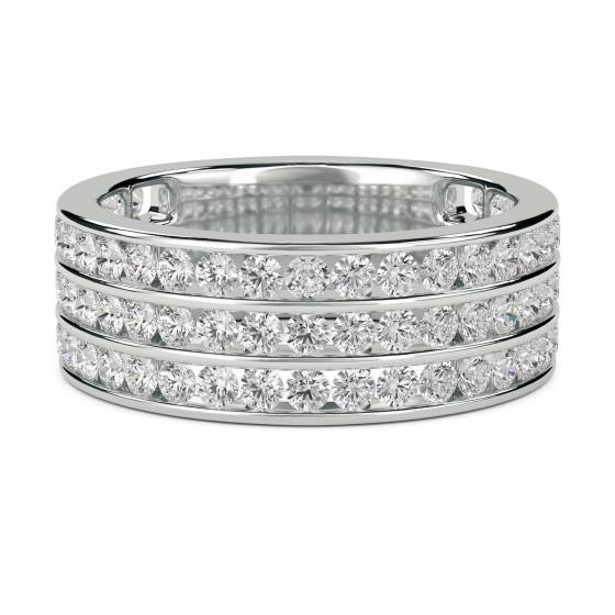 4.00ct VS/E-F Triple Row Round Lab Grown Diamond Eternity Ring