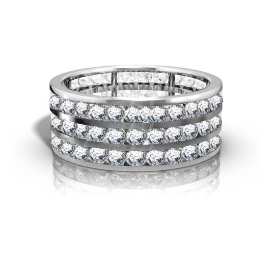 4.00ct VS/E-F Triple Row Round Lab Grown Diamond Eternity Ring
