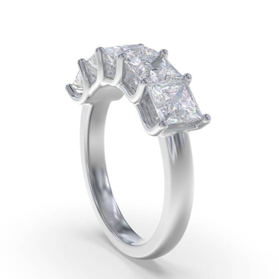 0.50ct VS2/E 5 Stone Princess Natural Diamond Half Eternity Ring