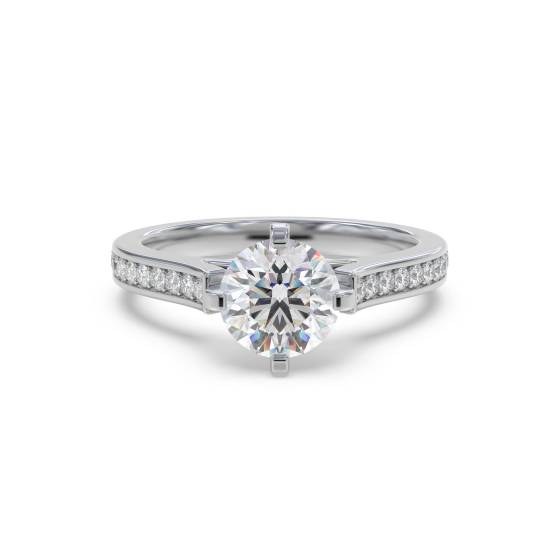 Round Diamond Shoulder Set Ring