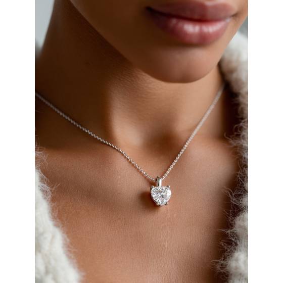 Heart Diamond Solitaire Pendant