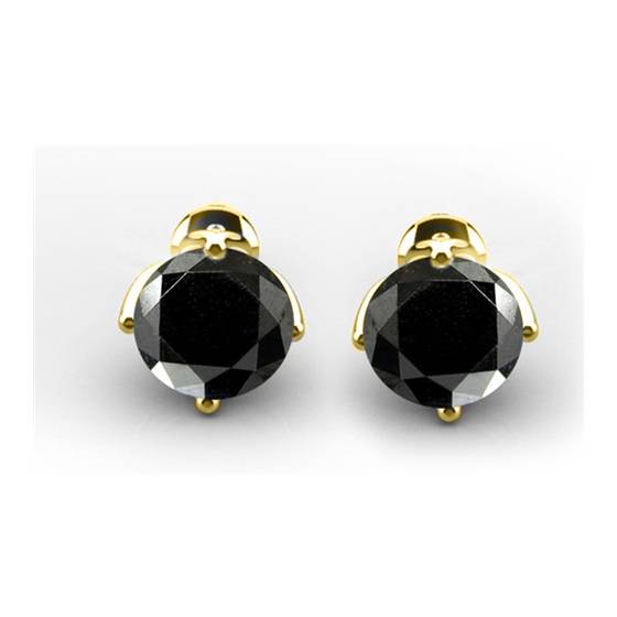 Round Black Diamond Earrings