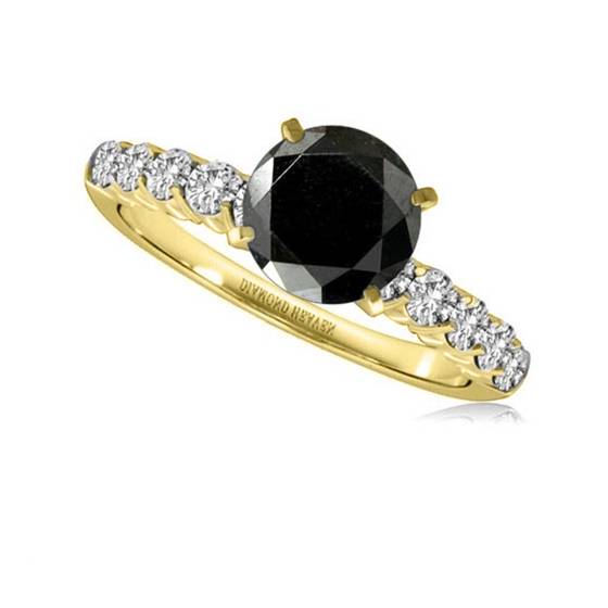 Round Black Diamond Shoulder Set Ring