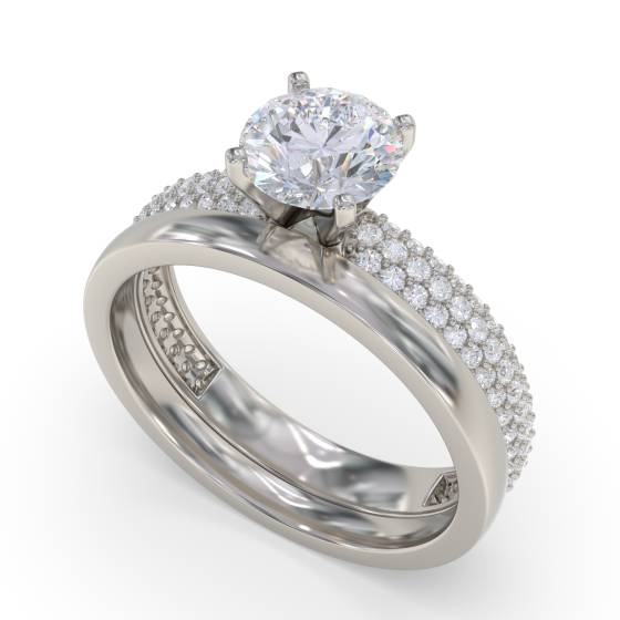 Three Row Vintage Round Diamond Ring