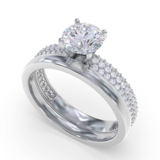 Three Row Vintage Round Diamond Ring