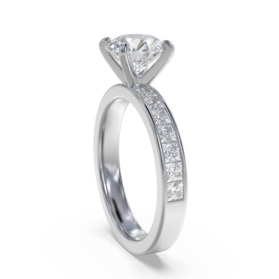 Round Diamond Shoulder Set Ring