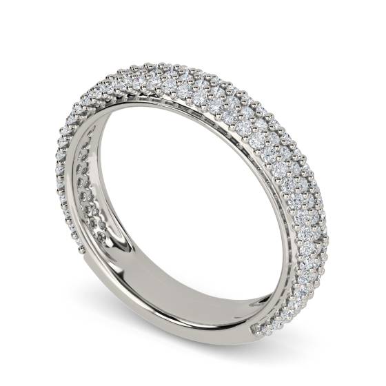 0.50ct VS/F-G Round Natural Diamond Three Row Eternity Ring