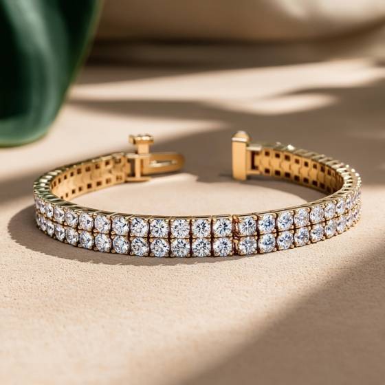 Round Diamond Double Row Tennis Bracelet