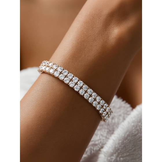 Round Diamond Double Row Tennis Bracelet