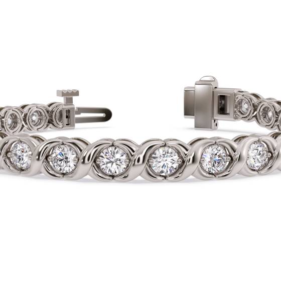Modern Round Diamond Bezel Set Tennis Bracelet