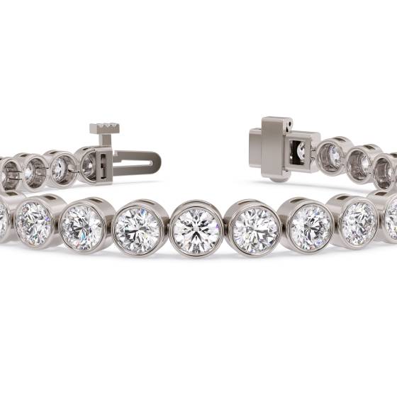 Modern Round Diamond Bezel Set Single Row Bracelet
