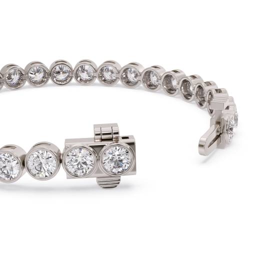 Modern Round Diamond Bezel Set Single Row Bracelet
