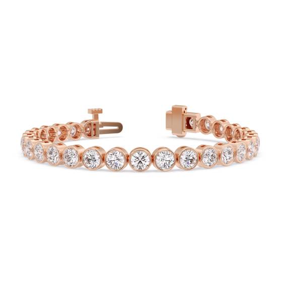 Modern Round Diamond Bezel Set Single Row Bracelet