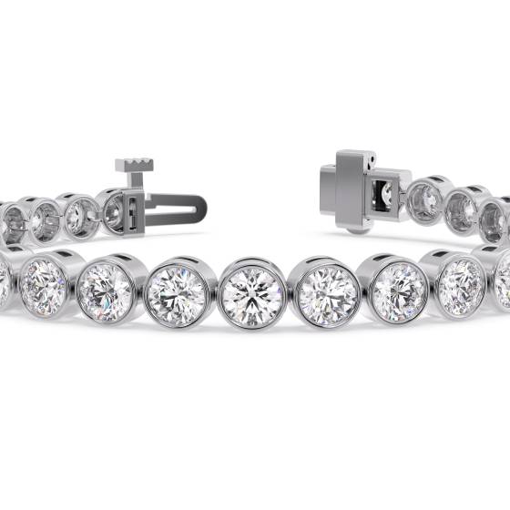 Modern Round Diamond Bezel Set Single Row Bracelet