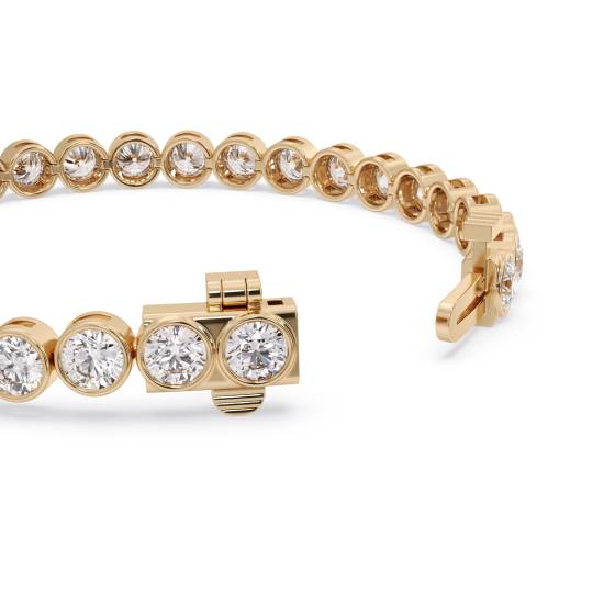 Modern Round Diamond Bezel Set Single Row Bracelet