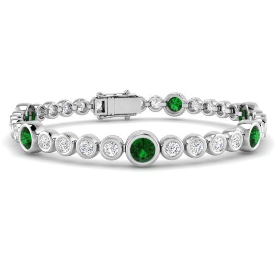 Round Cut Emerald Gemstone Bracelet