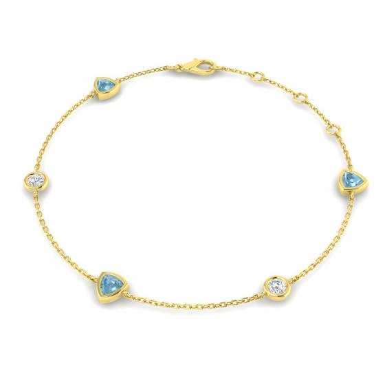 Round and Trillian Aquamarine Gemstone Bracelet