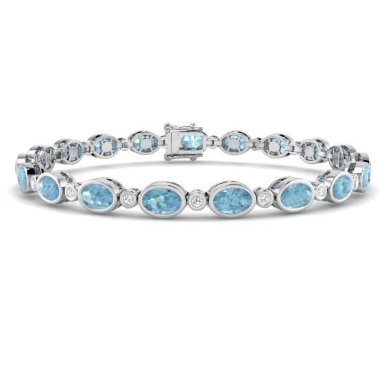 Oval Cut Aquamarine Gemstone Bracelet