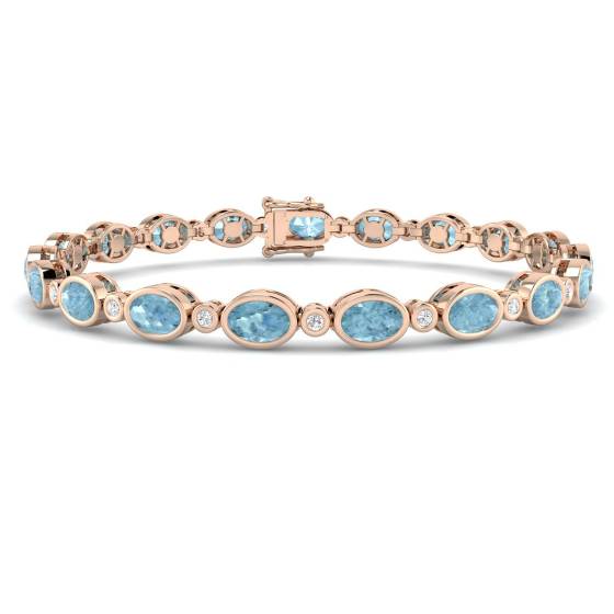 Oval Cut Aquamarine Gemstone Bracelet