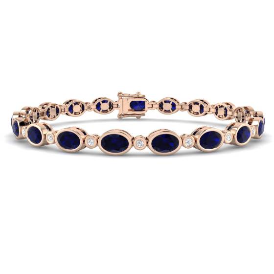 Oval Cut Blue Sapphire Gemstone Bracelet