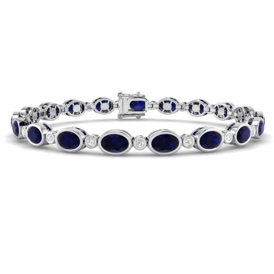 Oval Cut Blue Sapphire Gemstone Bracelet