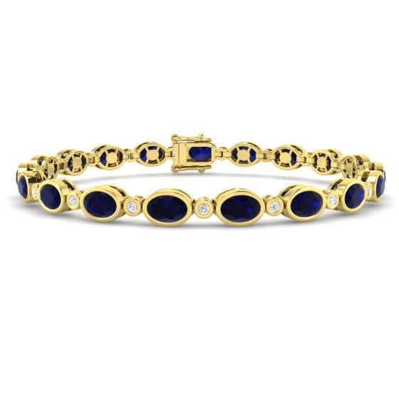Oval Cut Blue Sapphire Gemstone Bracelet