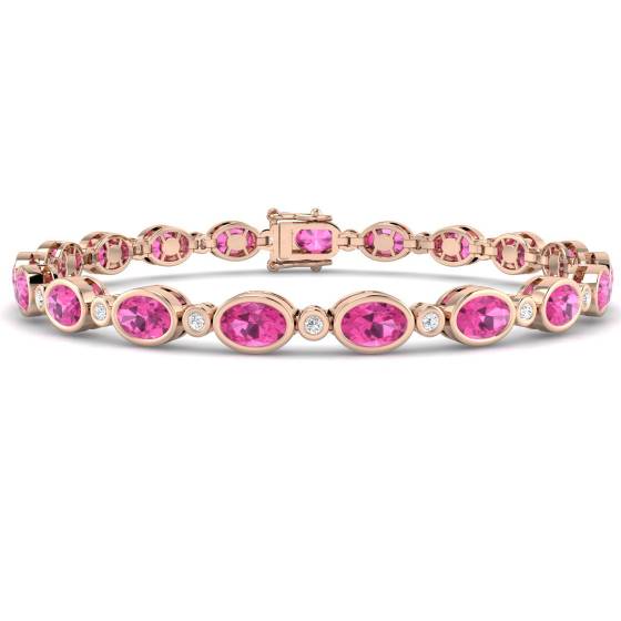 Oval Cut Pink Sapphire Gemstone Bracelet