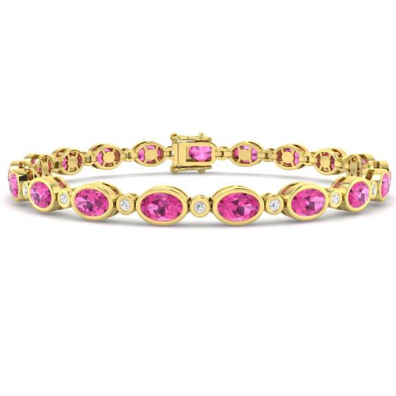 Oval Cut Pink Sapphire Gemstone Bracelet