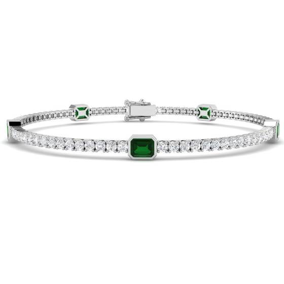 Emerald Cut Green Emerald Gemstone Bracelet