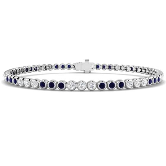 Round Cut Blue Sapphire Gemstone Bracelet