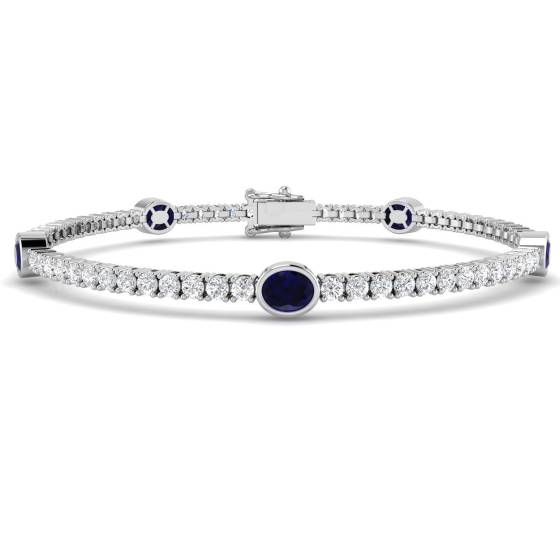 Oval Cut Blue Sapphire Gemstone Bracelet