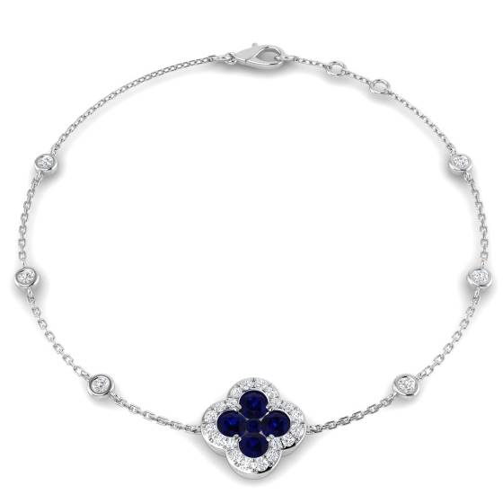 Round Cut Blue Sapphire Gemstone Bracelet